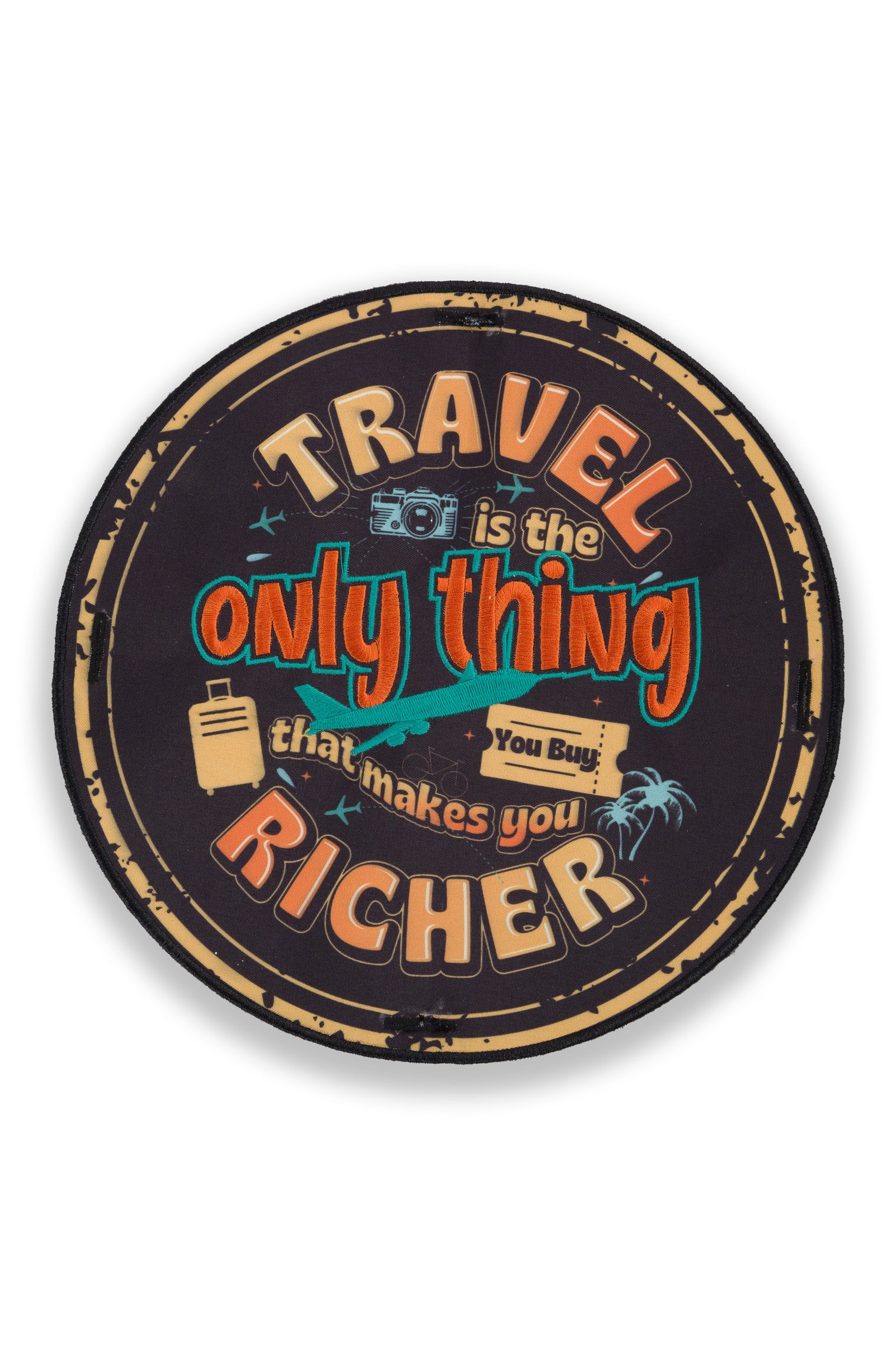 شارة كبيرة "ثراء السفر" - مثالية لظهر الهودي أو التيشيرت
