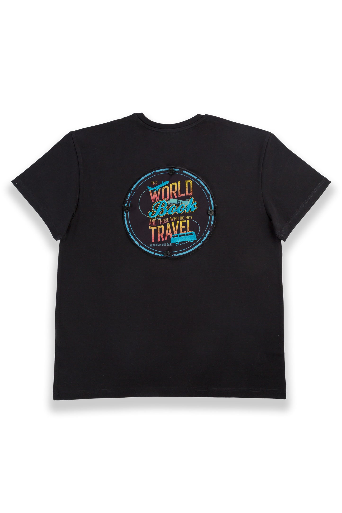 "World is a Book" Large Badge for the back of T-Shirt and Hoodie