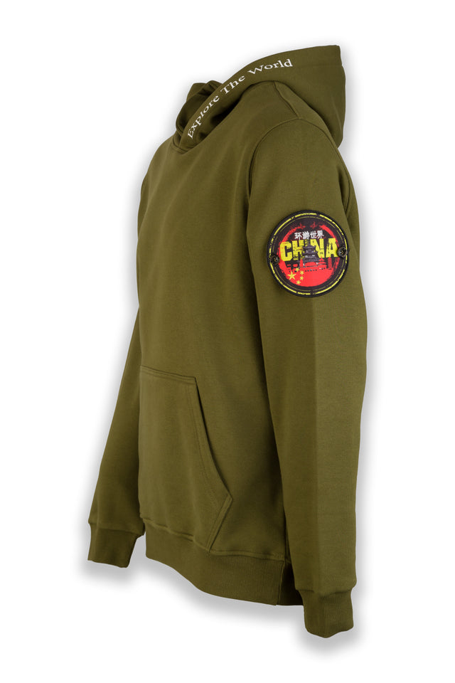Explore China Nomad Fleece Hoodie "sleeve badge"
