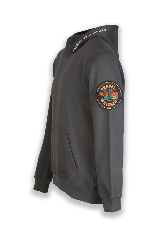 Richness of Travel Nomad Fleece Hoodie "sleeve badge"