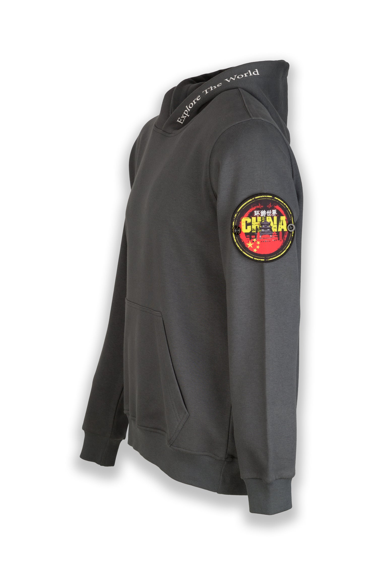 Explore China Nomad Fleece Hoodie "sleeve badge"