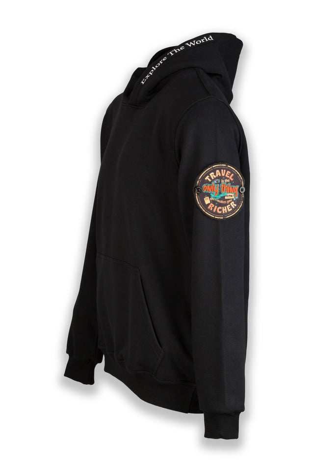 Richness of Travel Nomad Fleece Hoodie "sleeve badge"