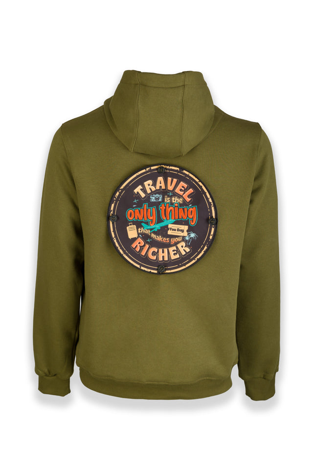 Richness of Travel Nomad Fleece Hoodie "back badge"