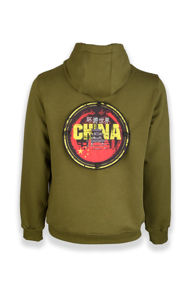 Explore China Nomad Fleece Hoodie "sleeve badge"