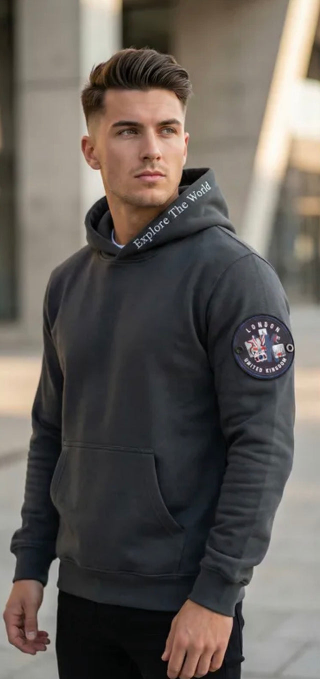 London Memories Nomad Fleece Hoodie "sleeve badge"