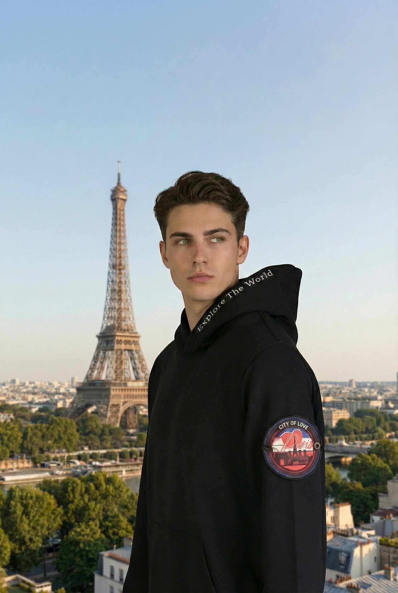Parise City of Love Nomad Fleece Hoodie "sleeve badge"