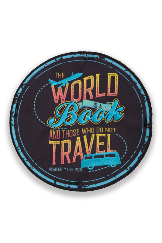 "World is a Book" Large Badge for the back of T-Shirt and Hoodie