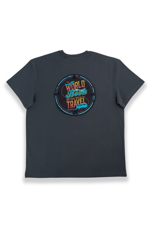 "World is a Book" Large Badge for the back of T-Shirt and Hoodie