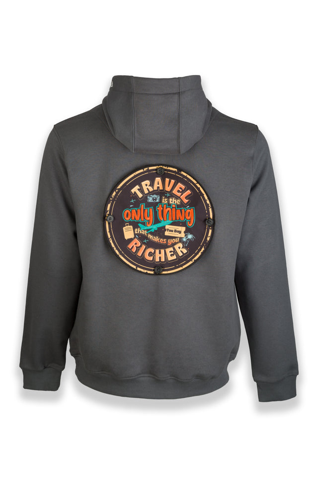 Richness of Travel Nomad Fleece Hoodie "back badge"