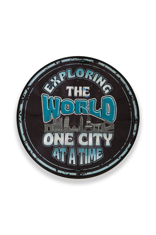 "Explore the World" Large Badge for the back of T-Shirt and Hoodie
